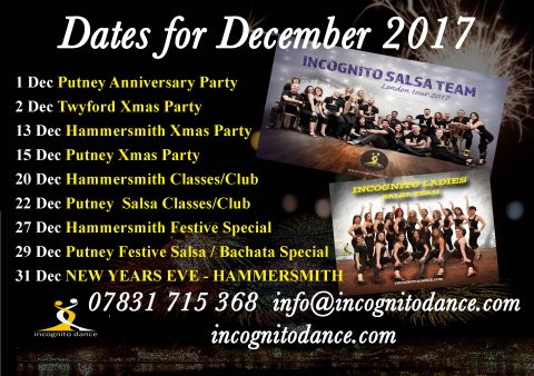 Salsa and Latin courses, classes, dance workshops, performance courses, Dance Teacher Training in Hammersmith Salsa Club and Putney Salsa Club. Also Bachata classes, all over London, beginners, Improvers, up to advanced. www.incognitodance.com